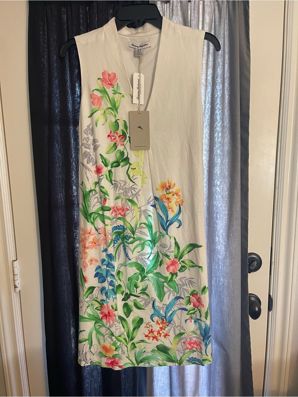 Tommy Bahama White Floral V-Neck Sleeveless Dress
